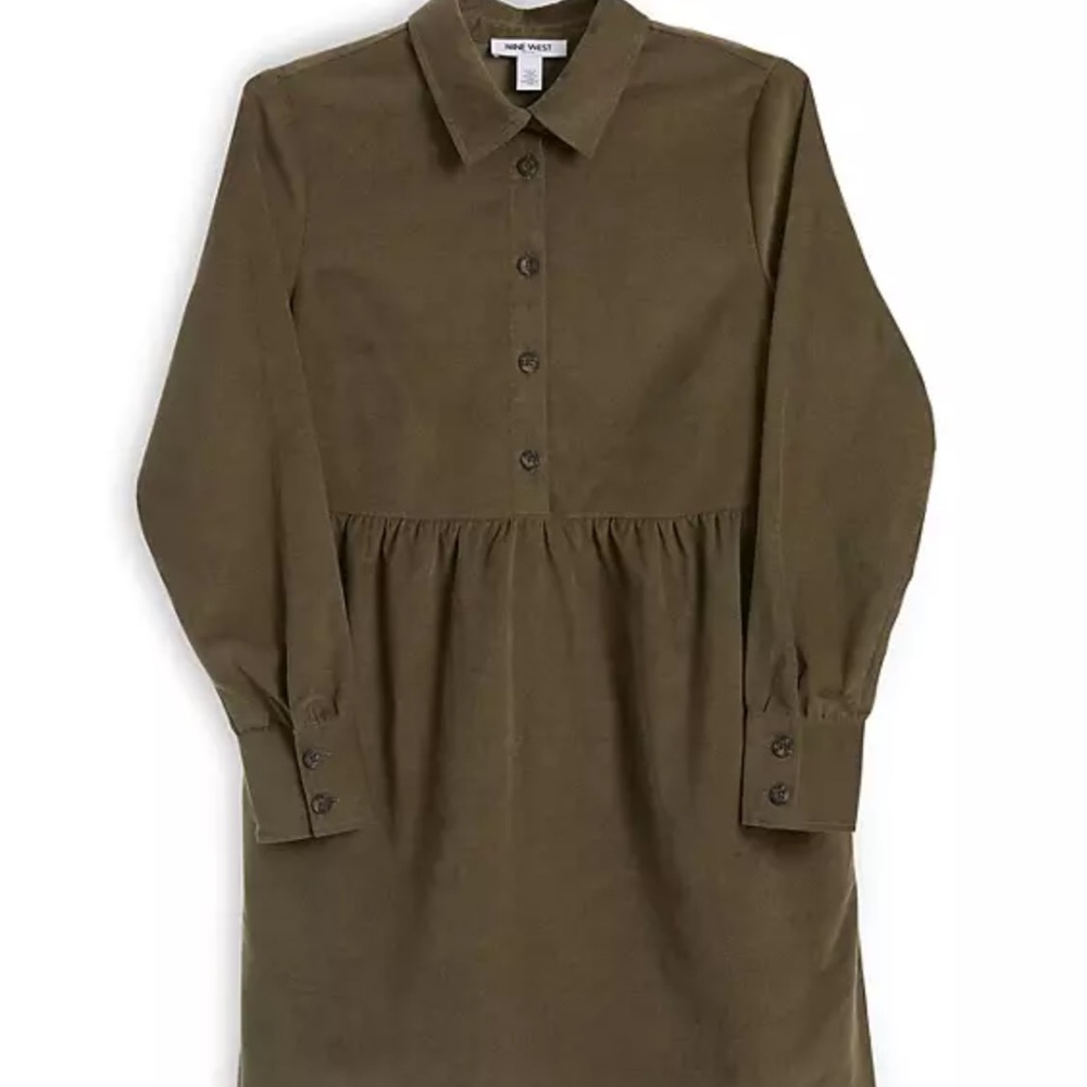 NWT Nine West lightweight corduroy olive green long sleeve dress size XXL - Picture 3 of 11